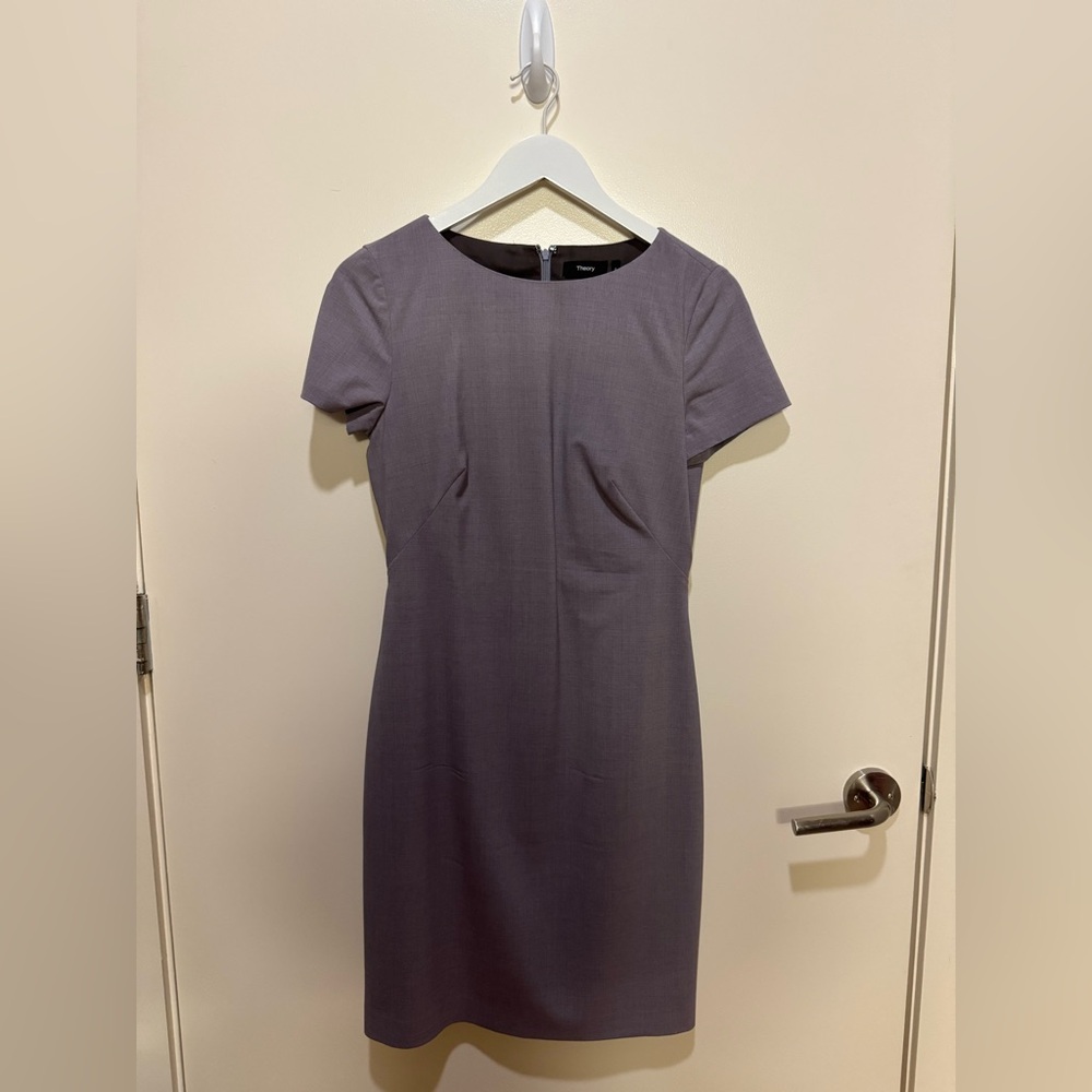 Theory Lavender Sheath Suit Dress with Short Sleeves